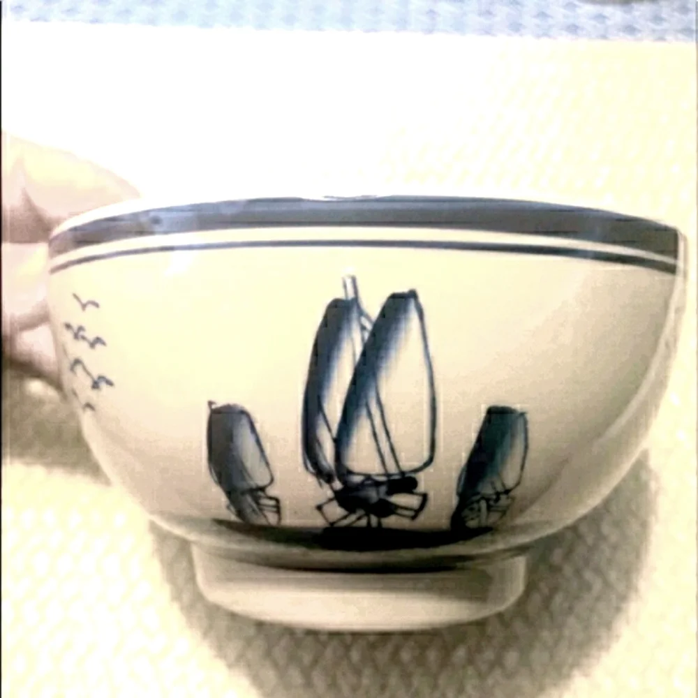Vintage Dutch Blue and Cream Dish Bowl